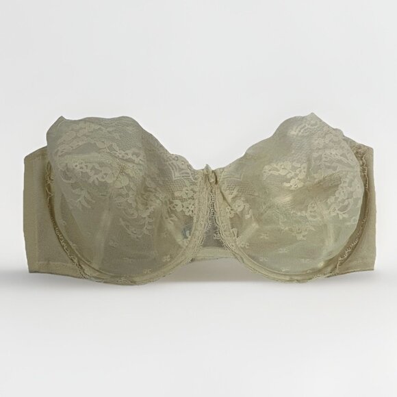 Vanity Fair Vintage Strapless Bra 34D Nude Lace Style 74-100 Made in USA - Picture 2 of 5